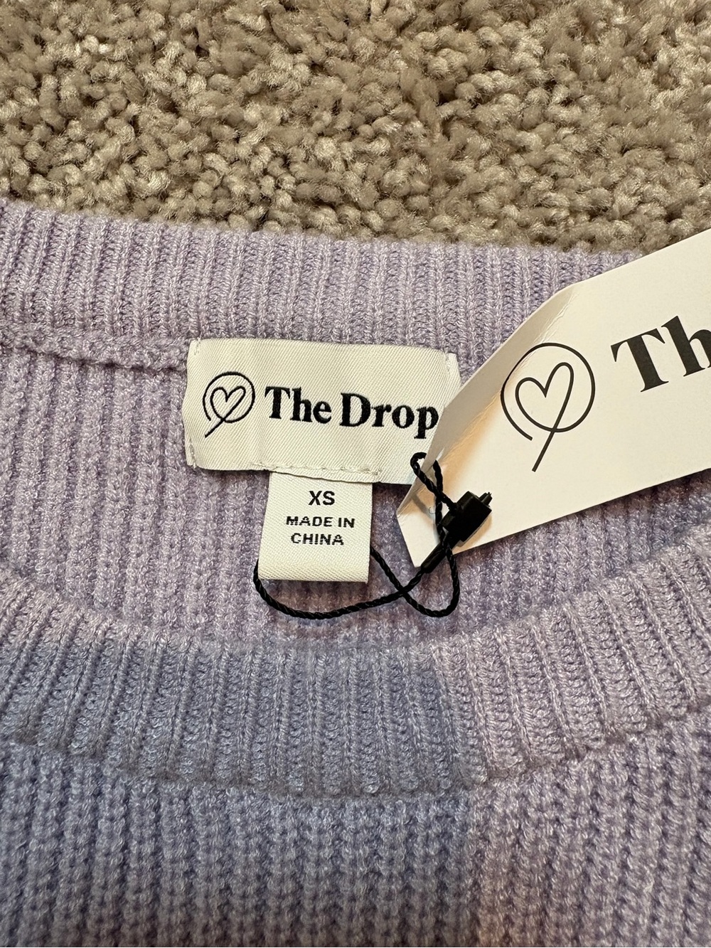 The Drop Women's Lavender Ribbed Crewneck Sweater